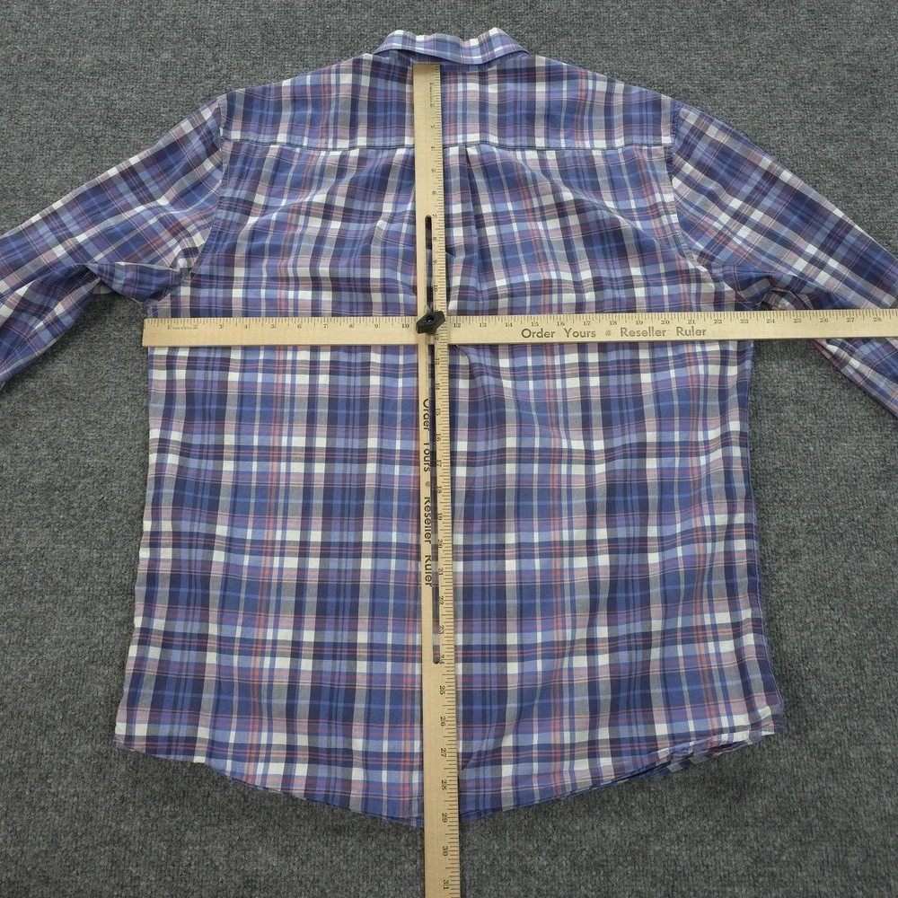 Johnnie O Shirt Mens Large Blue Plaid Button Down Long Sleeve Surf‎ Logo Casual